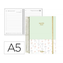 AGENDA OFICINA LIDERPAPEL 2027 ESPIRAL FANTASY DIA PAGINA A5 BILINGUE 70G PAPEL FSC DESIGN 1