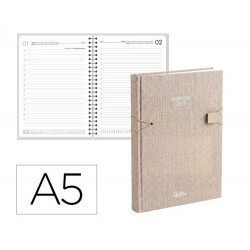 AGENDA OFICINA LIDERPAPEL 2027 ENCUADERNADA ELASTIC CLOSURE DIA PAGINA A5 BILINGUE 70G PAPEL FSC DES