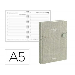AGENDA OFICINA LIDERPAPEL 2027 ENCUADERNADA ELASTIC CLOSURE DIA PAGINA A5 BILINGUE 70G PAPEL FSC DES
