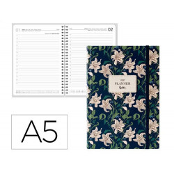 AGENDA OFICINA LIDERPAPEL 2027 ENCUADERNADA FANTASY ELEGANT DIA PAGINA A5 BILINGUE 70G PAPEL FSC DES