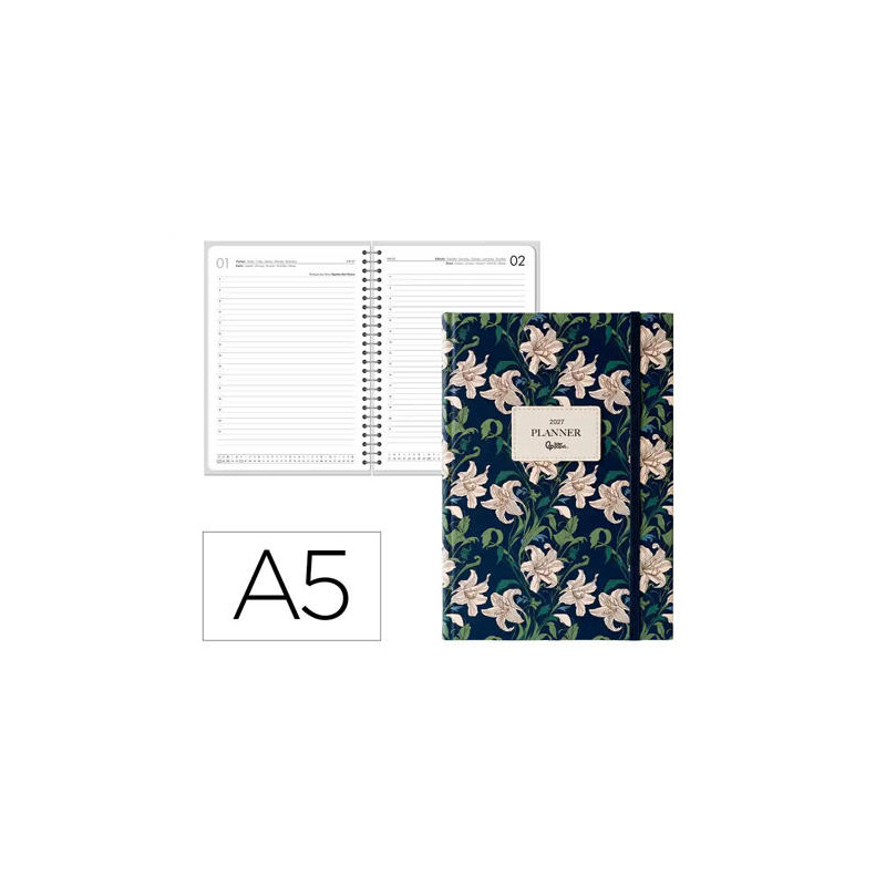 AGENDA OFICINA LIDERPAPEL 2027 ENCUADERNADA FANTASY ELEGANT DIA PAGINA A5 BILINGUE 70G PAPEL FSC DES