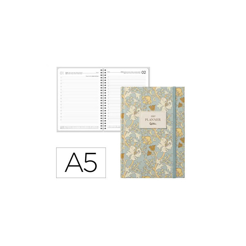 AGENDA OFICINA LIDERPAPEL 2027 ENCUADERNADA FANTASY ELEGANT DIA PAGINA A5 BILINGUE 70G PAPEL FSC DES