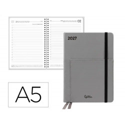 AGENDA OFICINA LIDERPAPEL 2027 ENCUADERNADA ELASTIC POCKET COLLECTION DIA PAGINA A5 BILINGUE 70G PAP