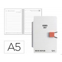 AGENDA OFICINA LIDERPAPEL 2027 ENCUADERNADA ELASTIC CLOSURE PEN DIA PAGINA A5 BILINGUE 70G PAPEL FSC