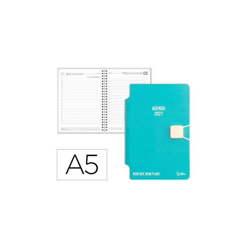 AGENDA OFICINA LIDERPAPEL 2027 ENCUADERNADA ELASTIC CLOSURE PEN DIA PAGINA A5 BILINGUE 70G PAPEL FSC