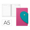 AGENDA OFICINA LIDERPAPEL 2027 ENCUADERNADA HEART CLOSURE DIA PAGINA A5 BILINGUE 70G PAPEL FSC DESIG
