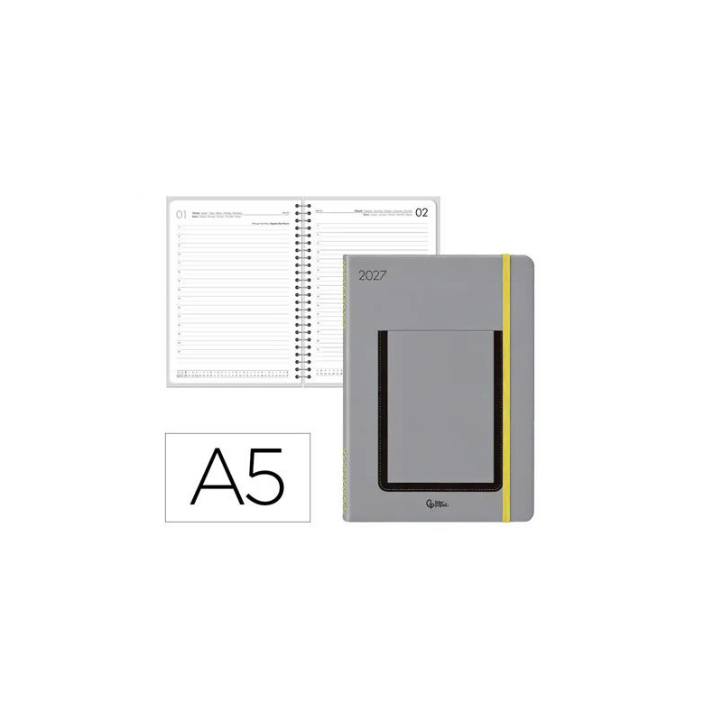 AGENDA OFICINA LIDERPAPEL 2027 ENCUADERNADA POCKET COVER DIA PAGINA A5 BILINGUE 70G PAPEL FSC DESIGN