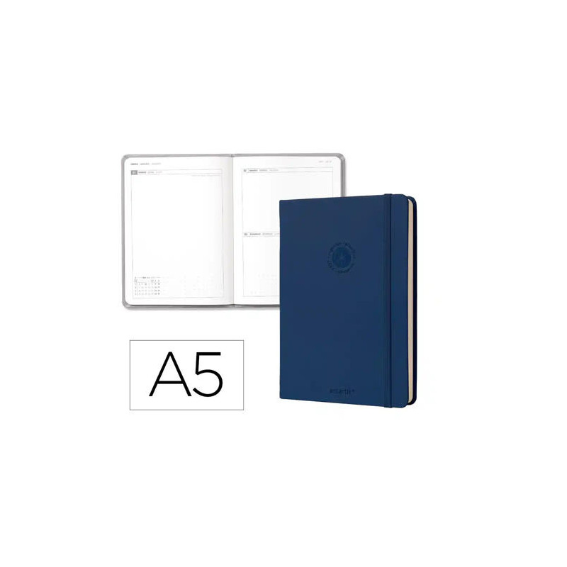 AGENDA OFICINA LIDERPAPEL 2027 ENCUADERNADA SOLID COLORS DIA PAGINA A5 BILINGUE 70G PAPEL FSC NAVY B