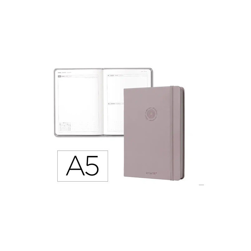 AGENDA OFICINA LIDERPAPEL 2027 ENCUADERNADA SOLID COLORS DIA PAGINA A5 BILINGUE 70G PAPEL FSC GREY