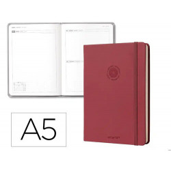 AGENDA OFICINA LIDERPAPEL 2027 ENCUADERNADA SOLID COLORS DIA PAGINA A5 BILINGUE 70G PAPEL FSC BURGUN