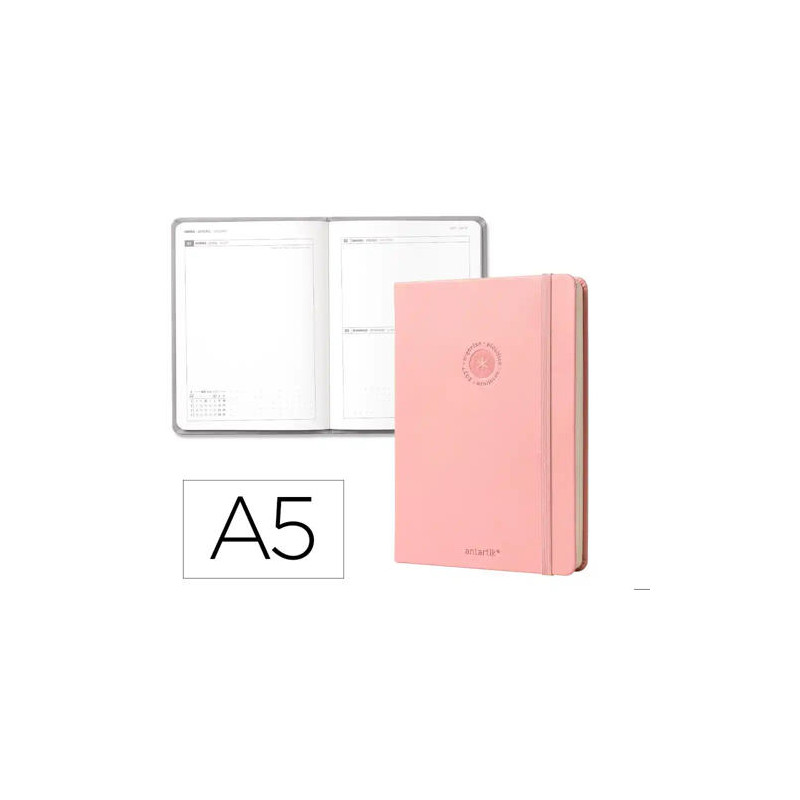 AGENDA OFICINA LIDERPAPEL 2027 ENCUADERNADA SOLID COLORS DIA PAGINA A5 BILINGUE 70G PAPEL FSC DESIGN