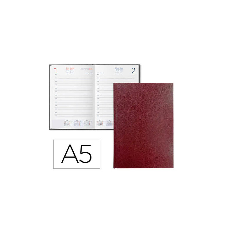 AGENDA OFICINA LIDERPAPEL 2027 ENCUADERNADA CORFU DIA PAGINA A5 BILINGUE 60G PAPEL FSC RED