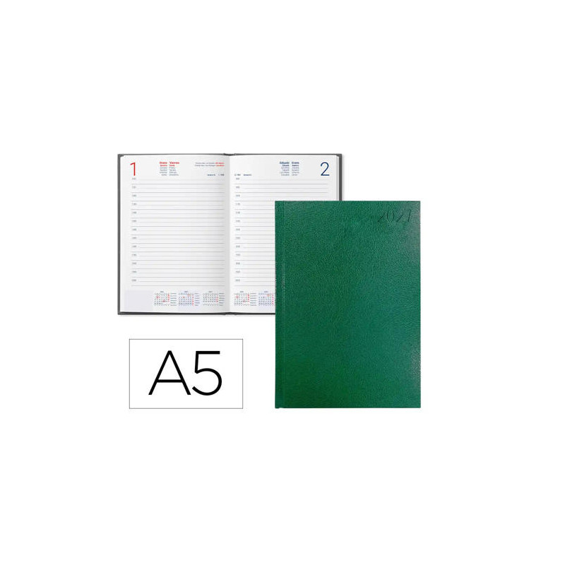 AGENDA OFICINA LIDERPAPEL 2027 ENCUADERNADA CORFU DIA PAGINA A5 BILINGUE 60G PAPEL FSC GREEN