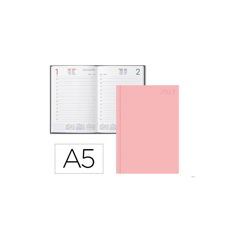 AGENDA OFICINA LIDERPAPEL 2027 ENCUADERNADA CORFU DIA PAGINA A5 BILINGUE 60G PAPEL FSC NEW COLOR