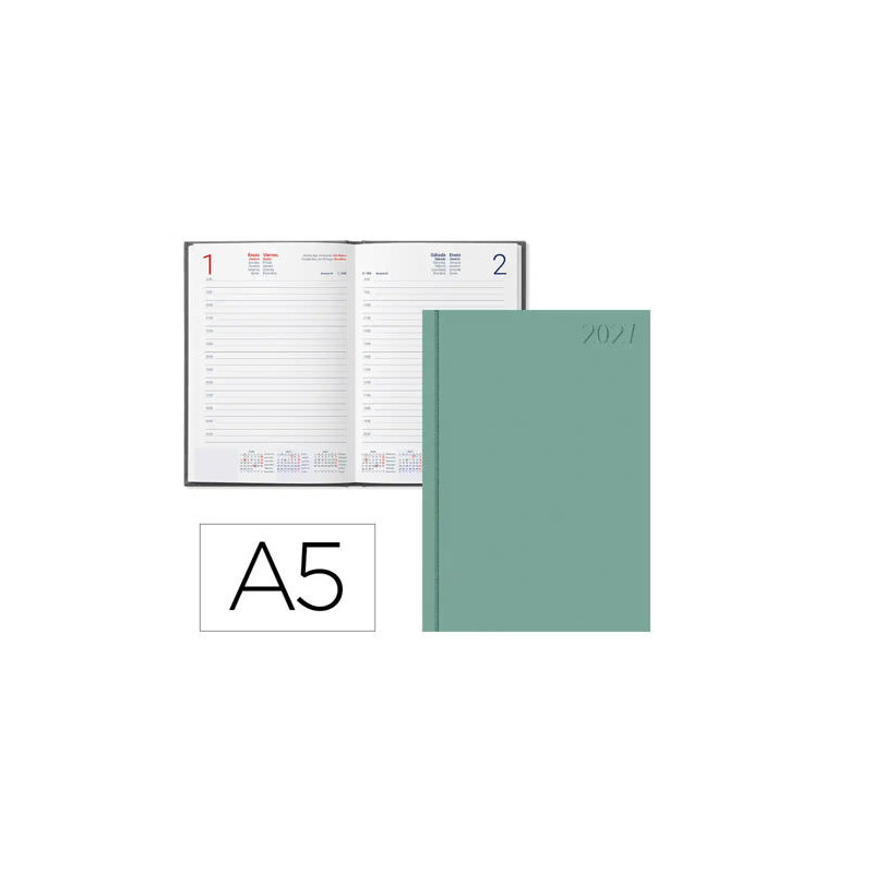 AGENDA OFICINA LIDERPAPEL 2027 ENCUADERNADA CORFU DIA PAGINA A5 BILINGUE 60G PAPEL FSC NEW COLOR