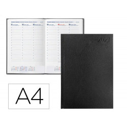 AGENDA OFICINA LIDERPAPEL 2027 ENCUADERNADA CORFU SEMANA VISTA A4 BILINGUE 60G PAPEL FSC BLACK
