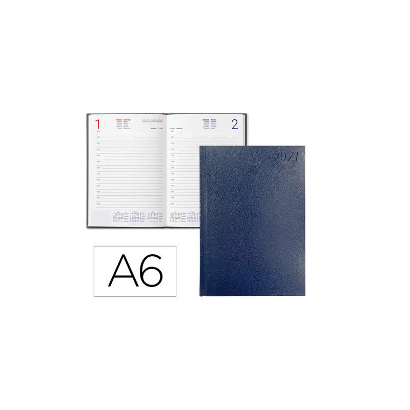 AGENDA OFICINA LIDERPAPEL 2027 ENCUADERNADA CORFU DIA PAGINA A6 BILINGUE 60G PAPEL FSC BLUE