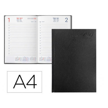 AGENDA OFICINA LIDERPAPEL 2027 ENCUADERNADA CORFU DIA PAGINA A4 BILINGUE 60G PAPEL FSC BLACK