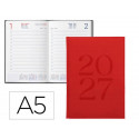 AGENDA OFICINA LIDERPAPEL 2027 ENCUADERNADA CRETA DIA PAGINA A5 BILINGUE 70G PAPEL FSC BURGUNDY