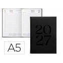 AGENDA OFICINA LIDERPAPEL 2027 ENCUADERNADA CRETA DIA PAGINA A5 BILINGUE 70G PAPEL FSC BLACK