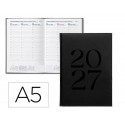 AGENDA OFICINA LIDERPAPEL 2027 ENCUADERNADA CRETA SEMANA VISTA A5 BILINGUE 70G PAPEL FSC BLACK