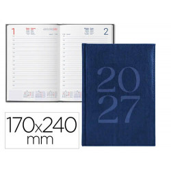 AGENDA OFICINA LIDERPAPEL 2027 ENCUADERNADA CRETA DIA PAGINA 170X240 MM BILINGUE 70G PAPEL FSC BLUE