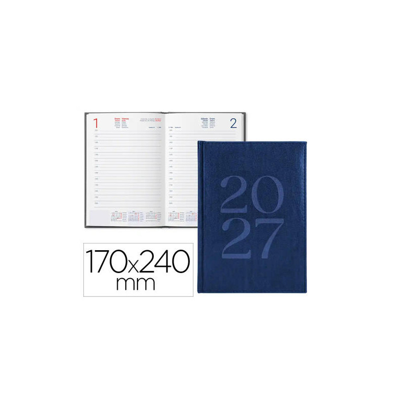 AGENDA OFICINA LIDERPAPEL 2027 ENCUADERNADA CRETA DIA PAGINA 170X240 MM BILINGUE 70G PAPEL FSC BLUE