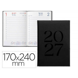 AGENDA OFICINA LIDERPAPEL 2027 ENCUADERNADA CRETA DIA PAGINA 170X240 MM BILINGUE 70G PAPEL FSC BLACK