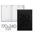 AGENDA OFICINA LIDERPAPEL 2027 ENCUADERNADA CRETA DIA PAGINA 170X240 MM BILINGUE 70G PAPEL FSC BLACK