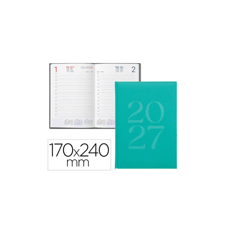 AGENDA OFICINA LIDERPAPEL 2027 ENCUADERNADA CRETA DIA PAGINA 170X240 MM BILINGUE 70G PAPEL FSC GREEN