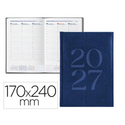 AGENDA OFICINA LIDERPAPEL 2027 ENCUADERNADA CRETA SEMANA VISTA 170X240 MM BILINGUE 70G PAPEL FSC BLU