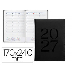 AGENDA OFICINA LIDERPAPEL 2027 ENCUADERNADA CRETA SEMANA VISTA 170X240 MM BILINGUE 70G PAPEL FSC BLA