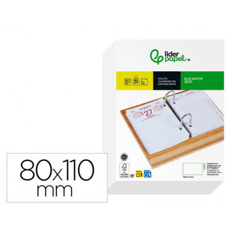 BLOC BUFETE LIDERPAPEL 2027 80X110 MM PAPEL 80 G FSC