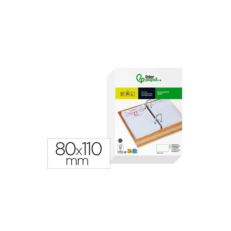 BLOC BUFETE LIDERPAPEL 2027 80X110 MM PAPEL 80 G FSC
