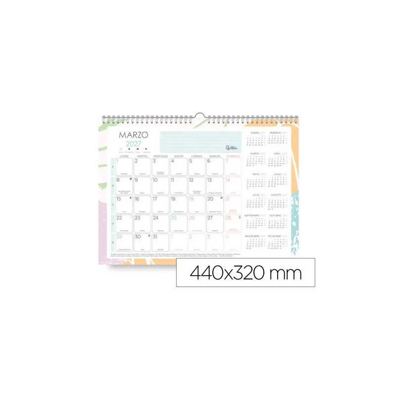PLANNING MENSUAL LIDERPAPEL TEENS 2027 440X320 MM CON PEGATINAS LOMO ENGOMADO PAPEL 128 G