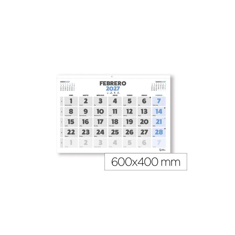 CALENDARIO PARED LIDERPAPEL CLASICO 2027 LOMO ENGOMADO 600X400 MM PAPEL 105 G