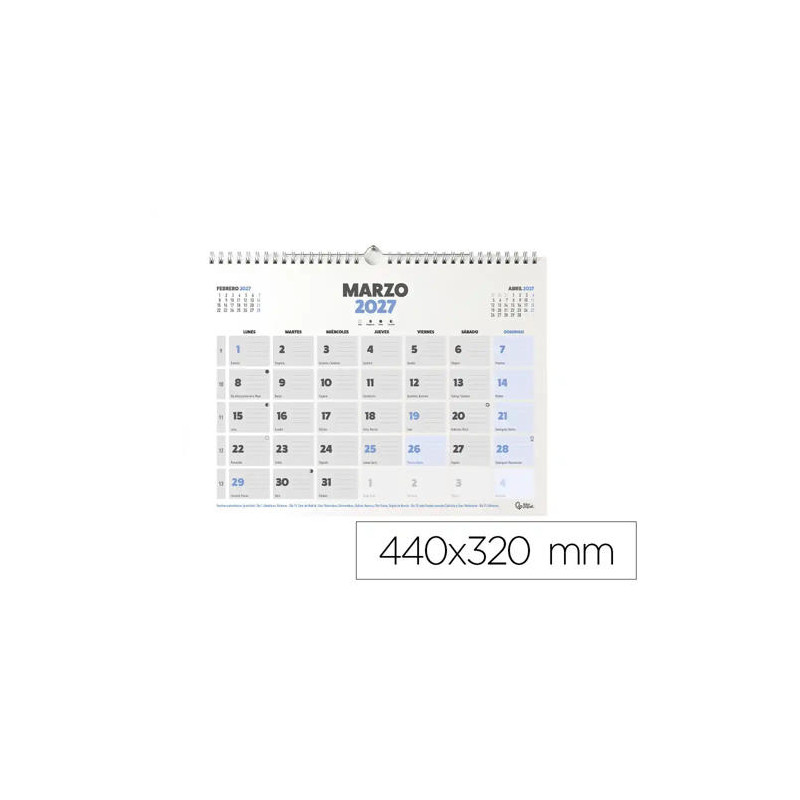 CALENDARIO PARED LIDERPAPEL CLASICO 2027 LOMO ENGOMADO 440X320 MM PAPEL 128 G