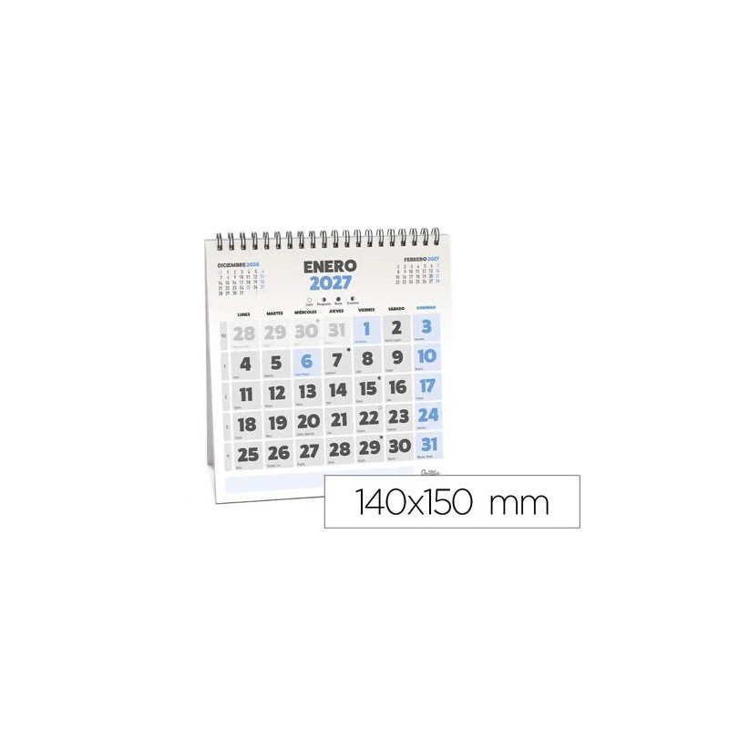 CALENDARIO ESPIRAL TRIANGULAR LIDERPAPEL DE SOBREMESA SERIE CLASICO 2027 140X150 MM PAPEL 128 G