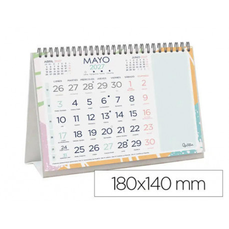 CALENDARIO ESPIRAL TRIANGULAR LIDERPAPEL DE SOBREMESA SERIE JOVEN 2027 180X140 MM PAPEL 128 G CON PE