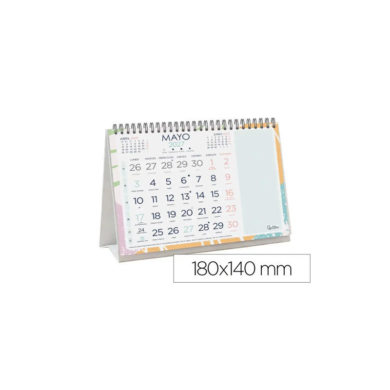 CALENDARIO ESPIRAL TRIANGULAR LIDERPAPEL DE SOBREMESA SERIE JOVEN 2027 180X140 MM PAPEL 128 G CON PE