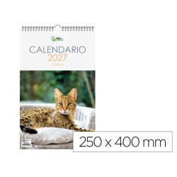 CALENDARIO ESPIRAL PARED LIDERPAPEL IMAGENES GATOS 2027 PARA ESCRIBIR 250X400 MM PAPEL 157 G