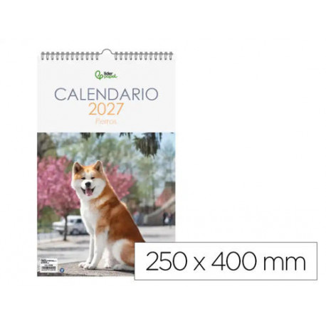 CALENDARIO ESPIRAL PARED LIDERPAPEL IMAGENES PERROS 2027 PARA ESCRIBIR 250X400 MM PAPEL 157 G