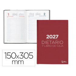DIETARIO LIDERPAPEL 2027 DOS TERCIOS 150X305 MM DIA PAGINA BILINGUE COLOR ROJO PAPEL 70 G FSC