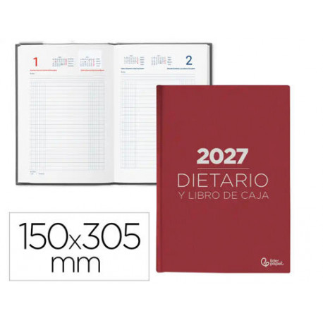 DIETARIO LIDERPAPEL 2027 DOS TERCIOS 150X305 MM DIA PAGINA BILINGUE COLOR ROJO PAPEL 70 G FSC