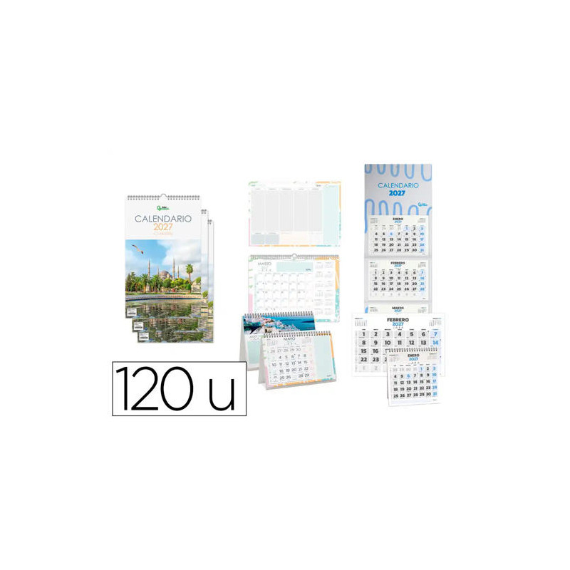 CALENDARIO LIDERPAPEL 2027 EXPOSITOR PODIO DE 120 UNIDADES DISEÑOS SURTIDOS