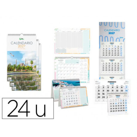 CALENDARIO LIDERPAPEL 2027 PACK DE 24 UNIDADES DISEÑOS SURTIDOS