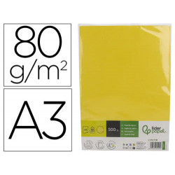 PAPEL COLOR LIDERPAPEL DIN A3 80 GR AMARILLO INTENSO PAQUETE DE 500 HOJAS