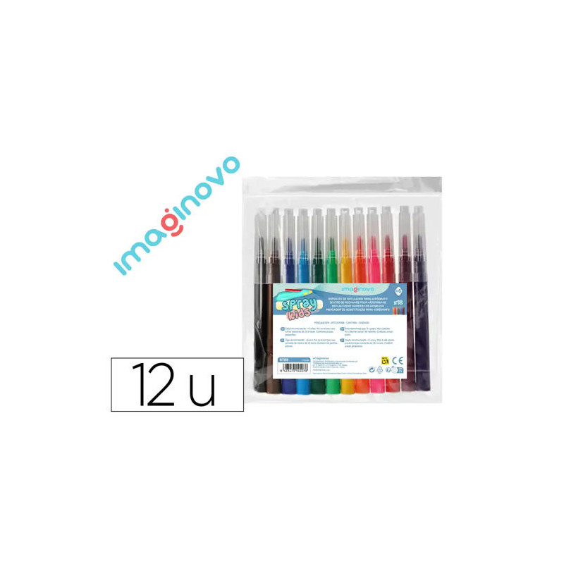 ROTULADOR PARA AEROGRAFO INFANTIL IMAGINOVO BOLSA DE 12 UNIDADES COLORES SURTIDOS
