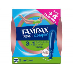 TAMPON TAMPAX PEARL COMPAK SUPER CAJA DE 20 UNIDADES