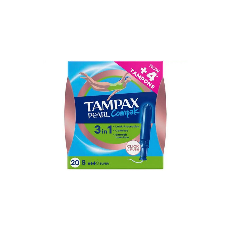 TAMPON TAMPAX PEARL COMPAK SUPER CAJA DE 20 UNIDADES